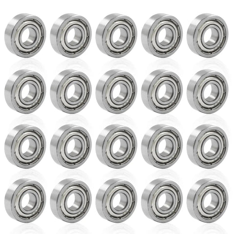 20 Pieces 693ZZ Deep Groove Ball Bearings With Rubber Seals 3x8x4mm high precision carbon steel mini bearings set displayed in rows