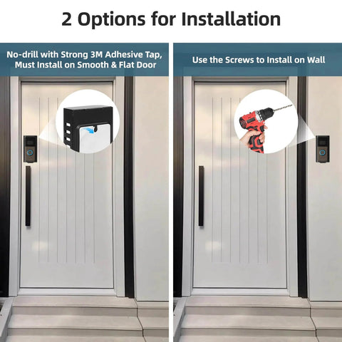 No Drill Doorbell Mount For Ring Battery Video Doorbell 2 3 4 Pro 2024 Release With Adhesive And Screws shown on door