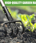 Long Hand Cultivator With Telescopic Handle And Soft Grip For Easy Digging And Loosening And Weeding In The Garden 4 Tooth Carbon Steel And Stainless Steel Tiller Built Tough in garden soil with green plant