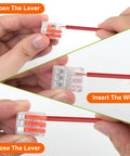 60 Piece Lever Wire Connector Kit With 2 3 4 5 Port Push In Quick Connectors for Solid and Stranded Copper Wires AWG 28 to 12 demonstration
