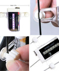 Close-up of 2 Pack Waterproof LED Bike Wheel Spoke Lights with 30 Pattern Modes, showing installation on bike spokes and dimensions.