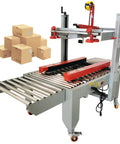 No Fuss Heavy Duty Automatic Tape Carton Sealing Machine Wide Adjustable Width And Height Settings Fast Box Taping For Warehouses with packages.