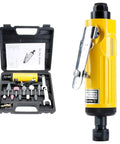 Compact Air Die Grinder With One Quarter And One Eighth Collets Grinds Out Lightning Speed At 22000 RPM in a tool kit with various bits.