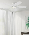 42 Inch Ceiling Fan With Light And Remote And App Control, Low Profile Flush Mount, Double Sided Blades in a white room