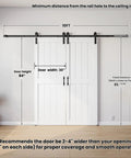Rock Solid Double Sliding Barn Door 30 By 84 Inches White Primed Mdf And Pvc With Beefy 10 Foot Hardware Kit dimensions and setup details