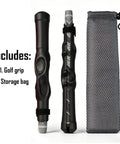 Pro Grade Grip Training Aid For Golfers That Keeps Your Hands In Place, shown with storage bag included