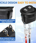 Round 12V Rocker Switch On Off SPST 2 Pin DC Power Toggle Button with buckle design and wires, pack of 5.