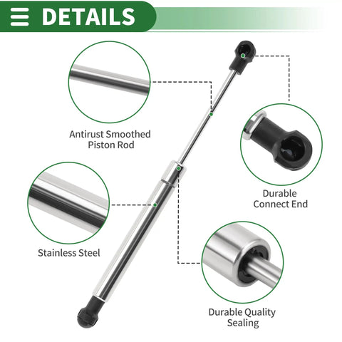 10 Inch Stainless Steel Hydraulic Gas Spring Struts close-up, showing anti-rust piston rod and durable connect end.