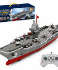 16 Inch RC Warship Boat With Real Water Spray, 15 MPH Dual Motor Aircraft Carrier Battleship, Remote Control Military Vessel