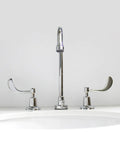 Commander Gooseneck 8 Inch Widespread Lavatory Faucet Polished Chrome With Lead Free Brass Construction No Fuss 0.5 Gpm Flow