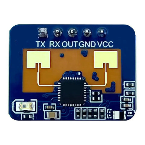 Four Pack 24GHz MmWave Human Presence Radar Sensor Motion Detection Module HLK LD2410C With Wide Up To 60 Degrees Coverage And Adjustable Sensing Range Bluetooth Or Serial Control For Smart Home Security And DIY Tinkering, blue PCB close-up