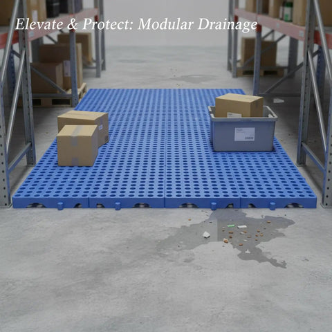 Heavy Duty Interlocking Plastic Pallet Mat Tiles With Drainage Slots For Warehouse Aisles And Cold Storage modular floor