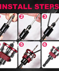 Install steps for Kickass Heavy Duty 4 Piece Countersink Drill Bits Set showcasing precision adjustments in process.