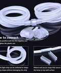 Coiled 20 Ft LED Neon Rope Lights 110V Daylight White 6000K Waterproof Flexible Connectable Light Strip, connectors shown