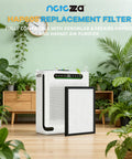 Air purifier with 2 Pack Replacement Filters For FreAire And XenonLab HAP605 HAP607 Air Purifiers, surrounded by plants.