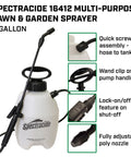 One Gallon Workhorse All Purpose Lawn And Garden Poly Tank Sprayer With Ergonomic Pump Handle Adjustable Cone Nozzle Translucent White Tank Made In USA