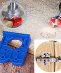 This Heavy Handed 35mm Concealed Door Hinge Drilling Jig Kit Delivers Laser Precision With Rugged Alloy Bits for perfect hinge installation.