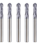 SpeTool 5-pack ball nose end mills, 1/4 in shank, double-flute metal CNC router bits, 2-1/2 in length