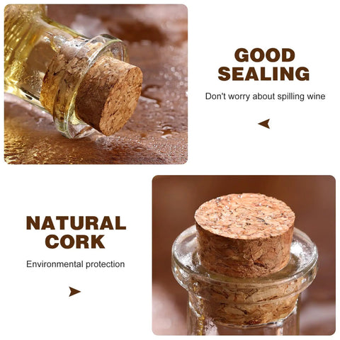 Assorted Tapered Cork Stoppers Set, 25 Pieces, Five Sizes From 17Mm To 63Mm shown sealing bottles effectively