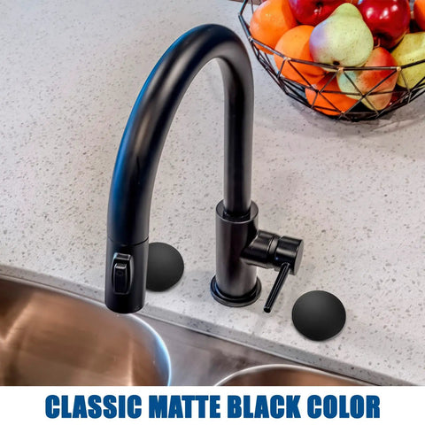 Top Notch Black Kitchen Sink Hole Cover Plugs For Standard Counter Drain Openings Two Pack Stainless Steel Swap Pieces That Lock Tight And Keep Messy Debris Outta Your Basins with matte black faucet.