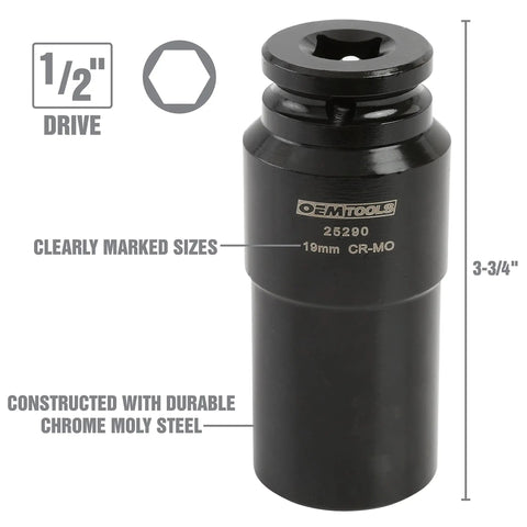 Heavy Duty 19mm Crank Bolt Socket For Harmonic Balancer Removal One Half Inch Drive Impact Socket For Stubborn Bolts
