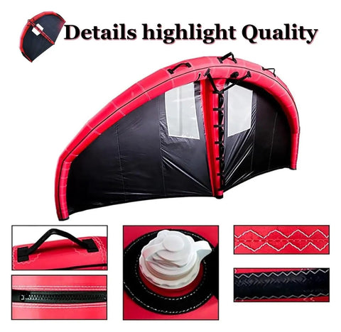 Inflatable Surf Wing For Kitesurfing And Foil Surfing, Multipurpose Wing With Window, 5 Square Meters close-up details view