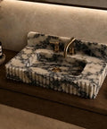 Premium Calacatta Viola Marble Fluted Vanity Sink Featuring Bold Stone Details And Dope Countertop Setup For Indoor Bathrooms Or Residential Vanities Built Tough For Daily Use on wooden countertop.
