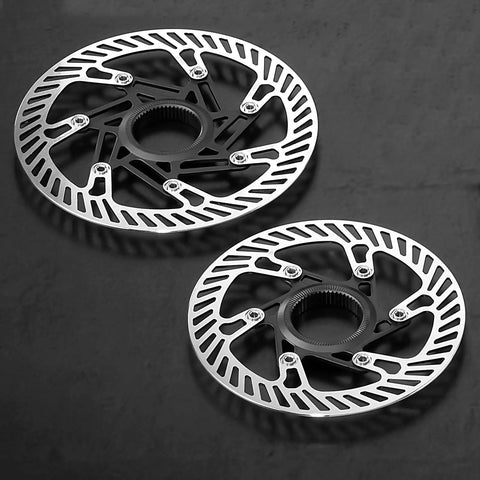 Pair Of Steel 140mm Centerlock Disc Rotors For Ekar Hydraulic Road Brakes, Durable Tempered Stainless Construction, Aluminum Carrier, 5.5 Inch Diameter