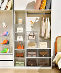 Clear Acrylic Purse Organizer Display Case for Closet with Magnetic Door See Through Handbag Storage Box 3 Pack in closet
