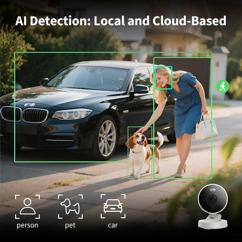 AI detection feature of 2K Indoor Outdoor Security Camera With Spotlight Color Night Vision And AI Detection 140 Degree Field Of View