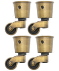 Four Piece Antique Brass Furniture Casters Crafted From Solid Cast Zinc Alloy Featuring Hella Smooth 360 Degree Swivel Rollers.