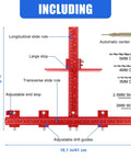 Professional Cabinet Hardware Jig For Handles And Pulls Aluminum Alloy Drilling Template components including slide rules and drill guides.