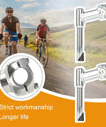 Cyclists riding, Bike Stem 25.4Mm Clamp To 22.2Mm Quill Aluminum Alloy Gooseneck 160Mm Long Lightweight displayed in corner.