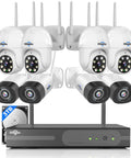 5MP Wireless Security Camera System with 8 Cameras including PTZ and Bullet, 3TB HDD, NVR Kit, IP66, Smart Motion Alerts