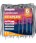 Heavy Duty 6 Inch Landscape Staples 11 Gauge Galvanized Garden Stakes packaging