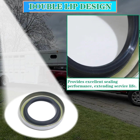 Close-up of Trailer Axle Hub Grease Seal Kit 4 Pack with Cotter Pins 2.25 Inch ID 3.376 Inch OD fits 5200-7000 lb EZ-Lube D42 spindles