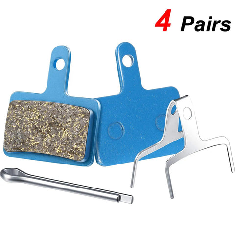 Four Pairs Multi Metal Bike Brake Pads For TRP Tektro Shimano Deore M575 M525 M515 rugged design with silver accessory