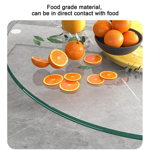 Tempered Glass Lazy Susan Turntable For Dining Table Round Swivel Serving Plate with oranges on top