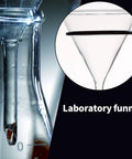 Four Piece Borosilicate Glass Funnel Set With 100mm 75mm 50mm And 40mm Diameters And Long Stems High Temperature Lab Grade Durable Chemical Resistant Reusable And Easy To Clean, laboratory funnel close-up