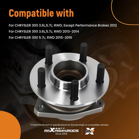 Front Wheel Bearing And Hub Assembly For 2012 2020 Dodge Challenger And Chrysler 300 5 Lug RWD Direct Fit Replacement