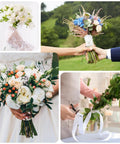 DIY Floral Arrangement Kit With Green Floral Tape And Wire For Boutonniere And Bouquet shown in various floral designs