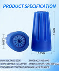 Blue Waterproof Wire Nuts Set For Outdoor Use Landscape Wire Connectors 22AWG To 12AWG Sealed Cable Nuts Product Specification