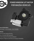 Mazda Window Lift Motor Replacement for Mazda 3 5 6 CX 7 9 RX 8 OEM Fit, black and silver power window regulator motor on gray background