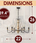 Dimensions of Six Light French Country Farmhouse Chandelier With Old School Vintage Candle Style And Glass Bead String Accents
