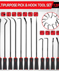 12 Piece Pick And Hook Tools Set Long And Mini Automotive Pick Set For O Ring Oil Seal And Gasket Removal With Non Slip Grip