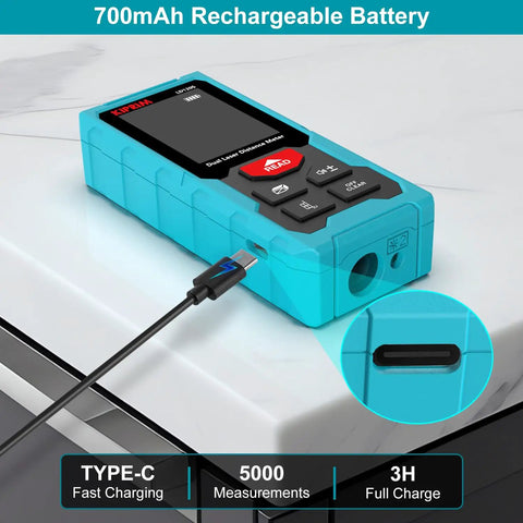 Dual Laser Distance Measuring Tool With Electronic Level And Pythagorean Function 393 Feet Total Range Dual Heads