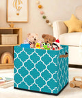 Moroccan Tile Foldable Storage Cube With Slick Reinforced Handles For Clothes And Linens Heavy Duty Waterproof Closet Organizer 13 Inch Shelf Bin For A Total Clean Sweep filled with toys.