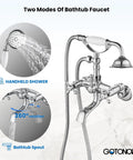 Clawfoot Bathtub Faucet Tub Filler With Handheld Shower Set Victorian Double Cross Handle Polished Chrome