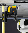 Laser Level Pole Kit For Pros with telescoping pole and mount setup on jobsite ceiling for accurate leveling tasks
