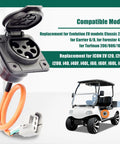 Top Tier Electric Golf Cart Charger Receptacle Head Replacement For Evolution Powersports Advanced Ev And Aeric, 3 Pin charging socket with orange wire.